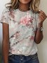 T-shirts Décontracté Imprimé d'Animal Été Micro-élasticité Quotidien Manches Courtes Régulier Trapèze Régulier pour Femmes