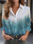 Chemises Décontracté Floral Printemps / Automne Micro-élasticité Manches Longues Régulier Trapèze Régulier Col de Chemise pour Femmes