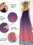 Femmes Ombre Orange Col Rond Confortable Robe Maxi Décontracté
