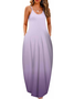 Femmes Ombre Orange Col Rond Confortable Robe Maxi Décontracté