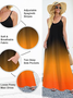 Femmes Ombre Orange Col Rond Confortable Robe Maxi Décontracté