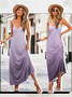 Femmes Ombre Orange Col Rond Confortable Robe Maxi Décontracté