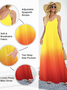 Femmes Ombre Orange Col Rond Confortable Robe Maxi Décontracté