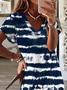 Femmes Abstrait Bleu Violacé Col V Confortable Imprimé Robe Maxi Décontracté