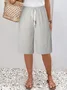 Pantalons Femmes Décontracté Plain Été Polyester Naturel Ample Pantalon droit Régulier Cinquième pantalon