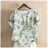 Blouses Femmes Simple Floral Été Coton Aucune élasticité Domestique Coupe Régulière Col Rond Régulier
