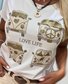 T-shirts Géométrique Décontracté Été Coton Micro-élasticité Manches Courtes Col Rond Trapèze Régulier pour Femmes