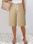 Pantalons Femmes Décontracté Plain Été Polyester Naturel Ample Pantalon droit Régulier Cinquième pantalon