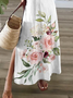 Femmes Floral Blanc Col V Confortable Imprimé Robe Maxi Décontracté