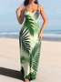 Femmes Floral Vert à Bretelles Confortable Robe Maxi Décontracté