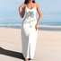 Femmes Floral Blanc à Bretelles Confortable Robe Maxi Décontracté