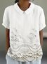 Blouses Femmes Décontracté Plain Été Coton Ample Demi Manche Col Châle Droit Régulier