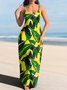Femmes Floral Vert à Bretelles Confortable Robe Maxi Décontracté