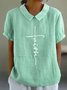 Blouses Femmes Simple Été Lettres de texte Aucune élasticité Quotidien Ample Demi Manche Col Châle Régulier