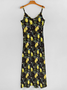 Femmes Fruit Blanc Col V Confortable Robe Maxi Décontracté