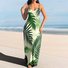 Femmes Floral Vert à Bretelles Confortable Robe Maxi Décontracté
