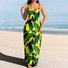 Femmes Floral Vert à Bretelles Confortable Robe Maxi Décontracté
