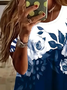 T-shirts Femmes Décontracté Floral Été Imprimé Micro-élasticité Quotidien Jersey Manches Courtes Col Rond