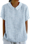 Blouses Femmes Élégant Été Plaid Aucune élasticité Demi Manche Col Châle Régulier Droit Régulier