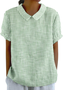 Blouses Femmes Élégant Été Plaid Aucune élasticité Demi Manche Col Châle Régulier Droit Régulier