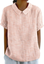 Blouses Femmes Élégant Été Plaid Aucune élasticité Demi Manche Col Châle Régulier Droit Régulier