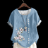 Blouses Femmes Décontracté Floral Été Polyester Domestique Coupe Régulière Col Rond Régulier Droit