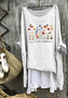Femmes Floral Blanc Col Rond Confortable Robe Mi-Longue Décontracté
