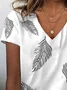 T-shirts Décontracté Été Plume Col V Aucune élasticité Quotidien Jersey Régulier Régulier pour Femmes