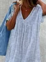 Femmes Rayé Bleu Rayé Col V Confortable Robe Maxi Décontracté
