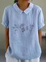 Blouses Femmes Décontracté Été Marguerite Polyester Quotidien Demi Manche Col Châle Régulier Régulier