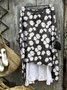 Femmes Floral Vert Col Rond Confortable Robe Mi-Longue Décontracté