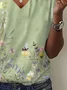 T-shirts Décontracté Floral Été Aucune élasticité Ample Manches Courtes Régulier Droit Régulier pour Femmes