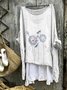 Femmes Floral Blanc Col Rond Confortable Robe Mi-Longue Décontracté