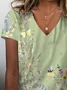 T-shirts Décontracté Floral Été Aucune élasticité Ample Manches Courtes Régulier Droit Régulier pour Femmes