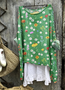 Femmes Floral Vert Col Rond Confortable Robe Mi-Longue Décontracté