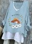 T-shirts Femmes Rétro Printemps / Automne PÂQUES (Œuf) Polyester Col V Micro-élasticité Quotidien Manches Longues Régulier