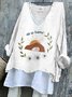 T-shirts Femmes Rétro Printemps / Automne PÂQUES (Œuf) Polyester Col V Micro-élasticité Quotidien Manches Longues Régulier