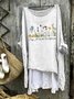 Femmes Floral Blanc Col Rond Confortable Robe Mi-Longue Décontracté