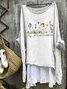 Femmes Floral Blanc Col Rond Confortable Robe Mi-Longue Décontracté