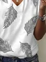 T-shirts Décontracté Été Plume Col V Aucune élasticité Quotidien Jersey Régulier Régulier pour Femmes