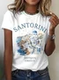 T-shirts Femmes Décontracté Été Imprimé de Paysage Coton Micro-élasticité Manches Courtes Col Rond Régulier Trapèze