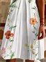 Femmes Floral Blanc Col V Confortable Robe Mi-Longue Décontracté