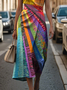 Femmes de Hippie Comme Image Col Rond Confortable Imprimé Robe Maxi Rétro
