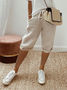 Pantalons Femmes Décontracté Plain Été Imprimé Naturel Micro-élasticité Droit Régulier Cinquième pantalon