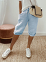 Pantalons Femmes Décontracté Plain Été Imprimé Naturel Micro-élasticité Droit Régulier Cinquième pantalon