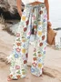 Pantalons Décontracté Floral Printemps / Automne Coton Quotidien Coupe Régulière Pantalon droit Droit Régulier pour Femmes