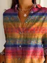 Chemises Rétro Ethnique Printemps / Automne Polyester Micro-élasticité Quotidien Coupe Régulière Régulier Col de Chemise pour Femmes