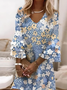 Femmes Floral Comme Image Col V Confortable Robe Mi-Longue Boho