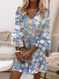 Femmes Floral Comme Image Col V Confortable Robe Mi-Longue Boho