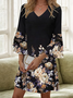 Femmes Floral Comme Image Col V Confortable Robe Mi-Longue Boho